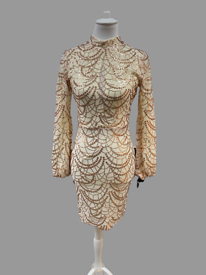Abendkleid Missord Figurbetontes Kleid mit Stehkragen und Pailletten. Gr.S