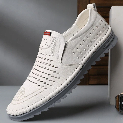 Mens Leather Slip On Loafers Casual Driving Boat Deck Moccasin Shoes UK Size 6-9 - Picture 5 of 15
