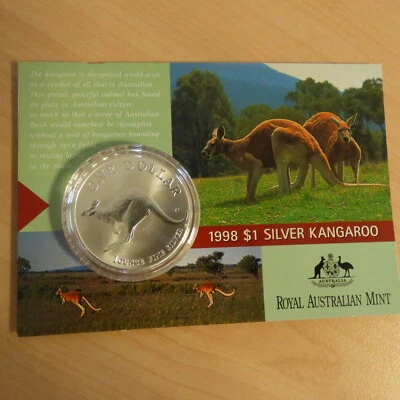 Australia 1$ Kangaroo RAM 1998 silver 1 oz 99.9% silver coin in Blister (argent) - Photo 1/2