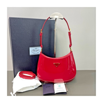 Authentic Prada Cleo Glossy Leather Hobo Red Gold-Tone eBay AG