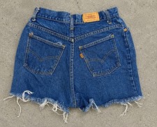 Levi s Vintage Orange Tab Girls SZ 12 Cutoff Shorts 27 Waist Talon Zip USA Made