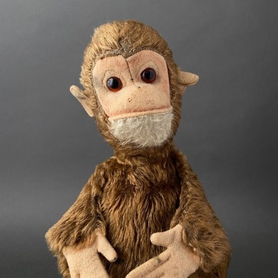 KERSA Monkey Hand Puppet ~ 1960s German Vintage Mohair Plush Chimpanzee Toy