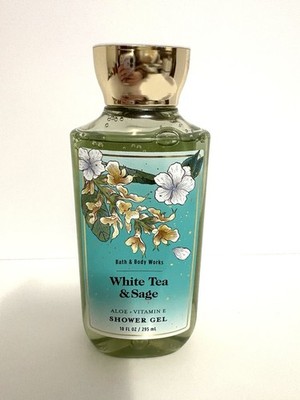 Bath & Body Works WHITE TEA & SAGE Aloe Vitamin E Shower Gel 10 oz New Unsealed