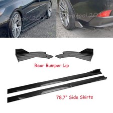 Carbon Fiber Printed Side Skirts Extension Rear Bumper Lip Fin Canards For Bmw