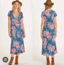 Billabong Women’s Blue & Pink Floral Maxi Wrap Dreas Size Small
