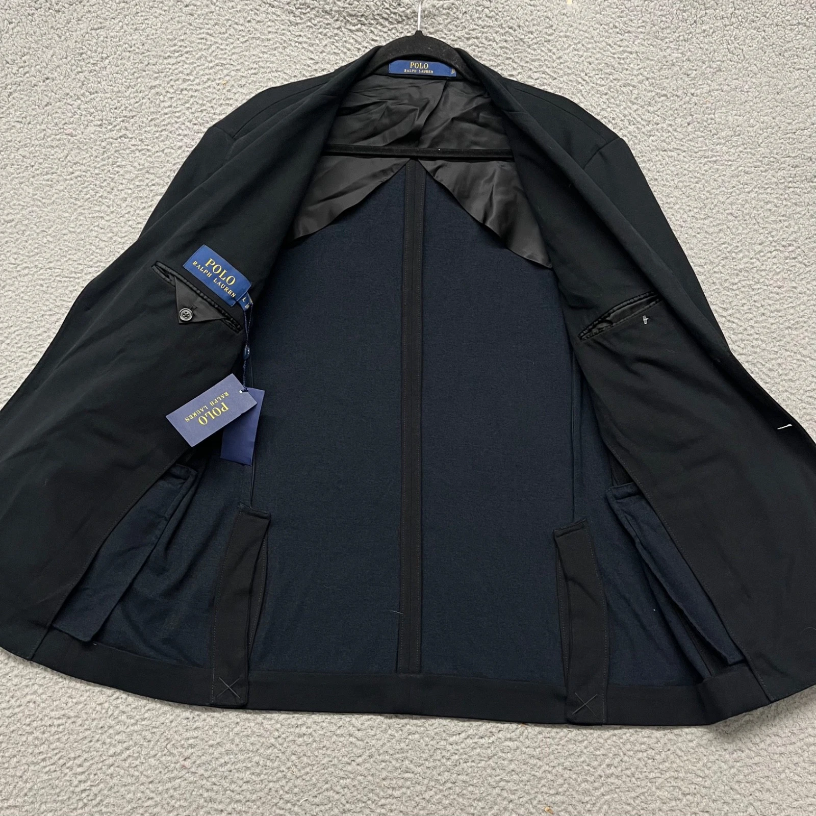 Polo Ralph Lauren Blazer Mens L Black Knit Preppy Classic Collegiate Cotton - product detail image 13