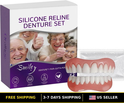 #ad Custom Moldable Silicone Dentures Set for Seniors Upper amp; Lower. $25.50