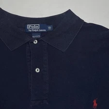 Ralph Lauren Polo Shirt Blue Red Pony Long Sleeve Golf Casual Men’s Sz: 1XLB BIG