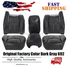 For 03-06 Chevy Silverado Gmc Sierra Front Bottom Top Seat Cover Dark Gray 692