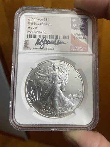 U.S. Mint American Eagle 2022 Silver 1 oz NGC MS 70 First Day of Issue signed