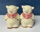 Vintage Shawnee Smiley Pig Salt & Pepper Shakers Pink Scarf