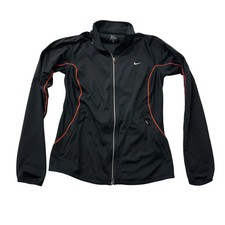 Nike Women's Black Full Zip Track Jacket Zippered Side Pocket Performance Size M