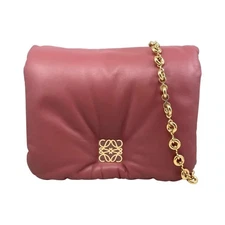 Loewe Shoulder Bag Puffergoya Bag Ap40p41x01 Lambskin Anagram Plum Rose Pink