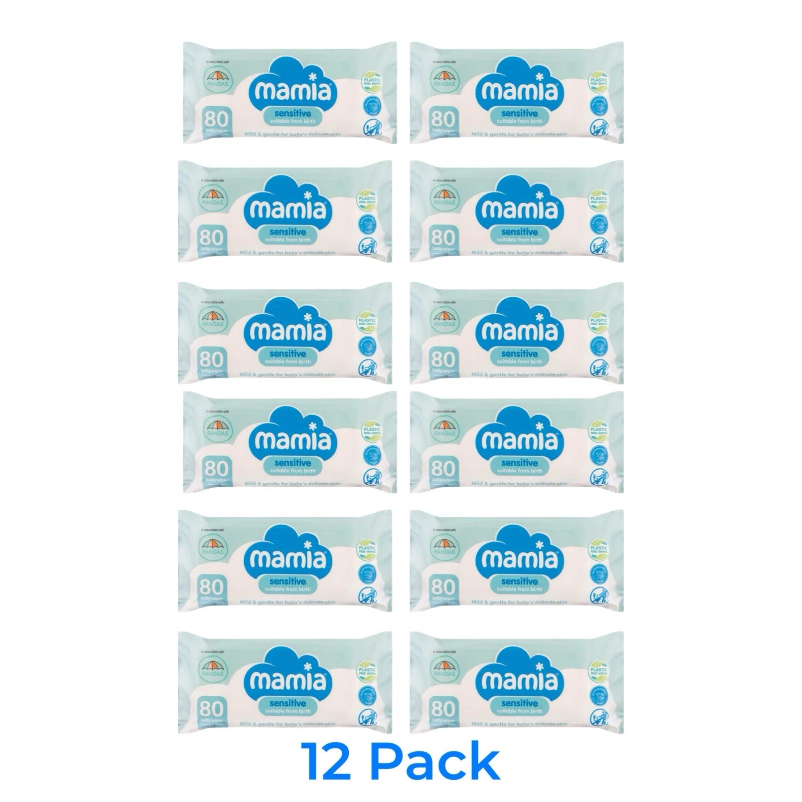 12 Pack Mamia Sensitive Baby Wipes 80 Each (960 Total)
Opens in a new window or tab