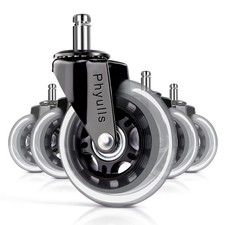 Office Chair Caster Wheels - 3" Rollerblade Replacement Rubber Chair Casters ...