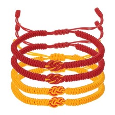 Matching Bracelets for Couple, 4pcs Yellow Red Knots Bracelets, Yello/Red