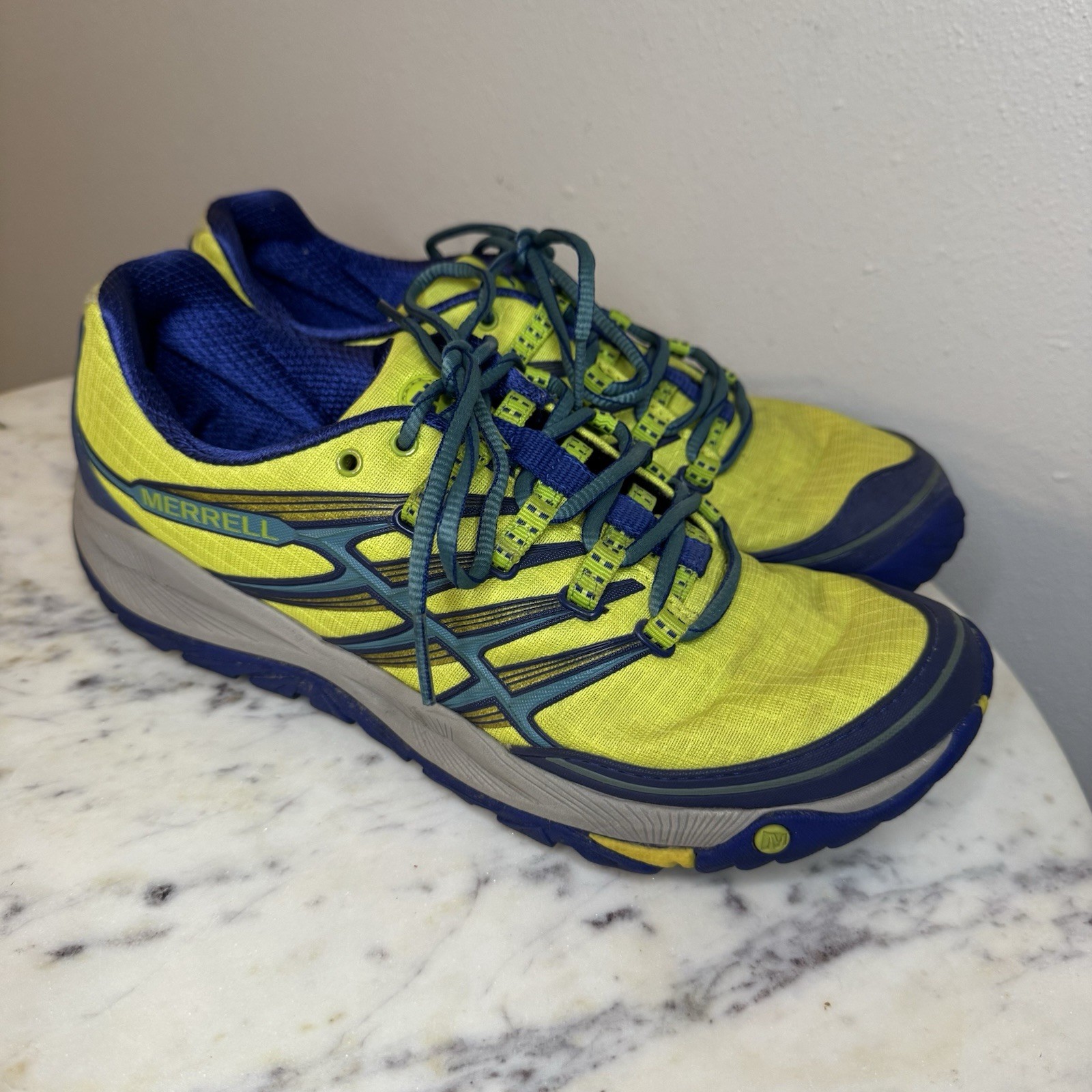 Scarpa sportiva Merrell All Out Rush taglia 9 trail running blu GIALLO donna G