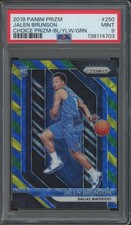 2018 Panini Prizm Choice Blue Yellow Green #250 Jalen Brunson RC Mint PSA 9