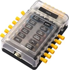 12 Way Fuse Block with Ground Boat Truck RV Camper Solar Car Automotive Fuse Box