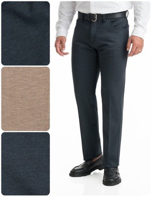Bertini Mens Dress Pant, 5 Pocket Jean Style, Expandable Waist, Stretch Knit, 30