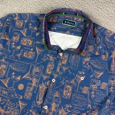 William Murray Tito's Vodka Golf Shirt Mens Large Blue Button Down Performance