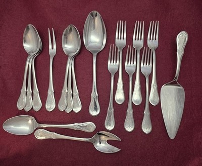 WMF Würzburger Gravur Cromargan Menübesteck Servierbesteck 17 teilig Note 3