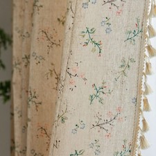 ENJOYBRIDAL Floral Boho Curtains 2 52"W x 63"L Pack of 2 , A Tassel