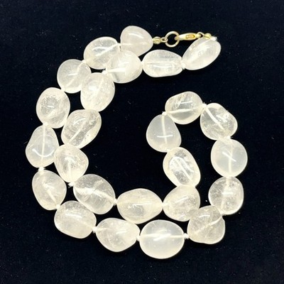 Genuine Rock Quartz Crystal Clear Stone Chunky Beaded Necklace 20'' 15x18mm 116g