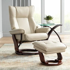 Stucco Swivel Faux Leather Recliner Chair Modern Ergonomic Reclining for Bedroom