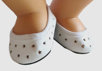 White Star Cutout Slip On Shoes made for Bitty Baby Doll Clothes