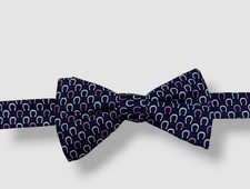 Tommy Hilfiger Men's Blue Horseshoe Print Silk Pre-tied Bow Tie