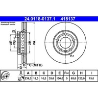Bremsscheibe ATE 24.0118-0137.1 (2 Stk.) FüR Skoda VW Fabia II Polo Fox