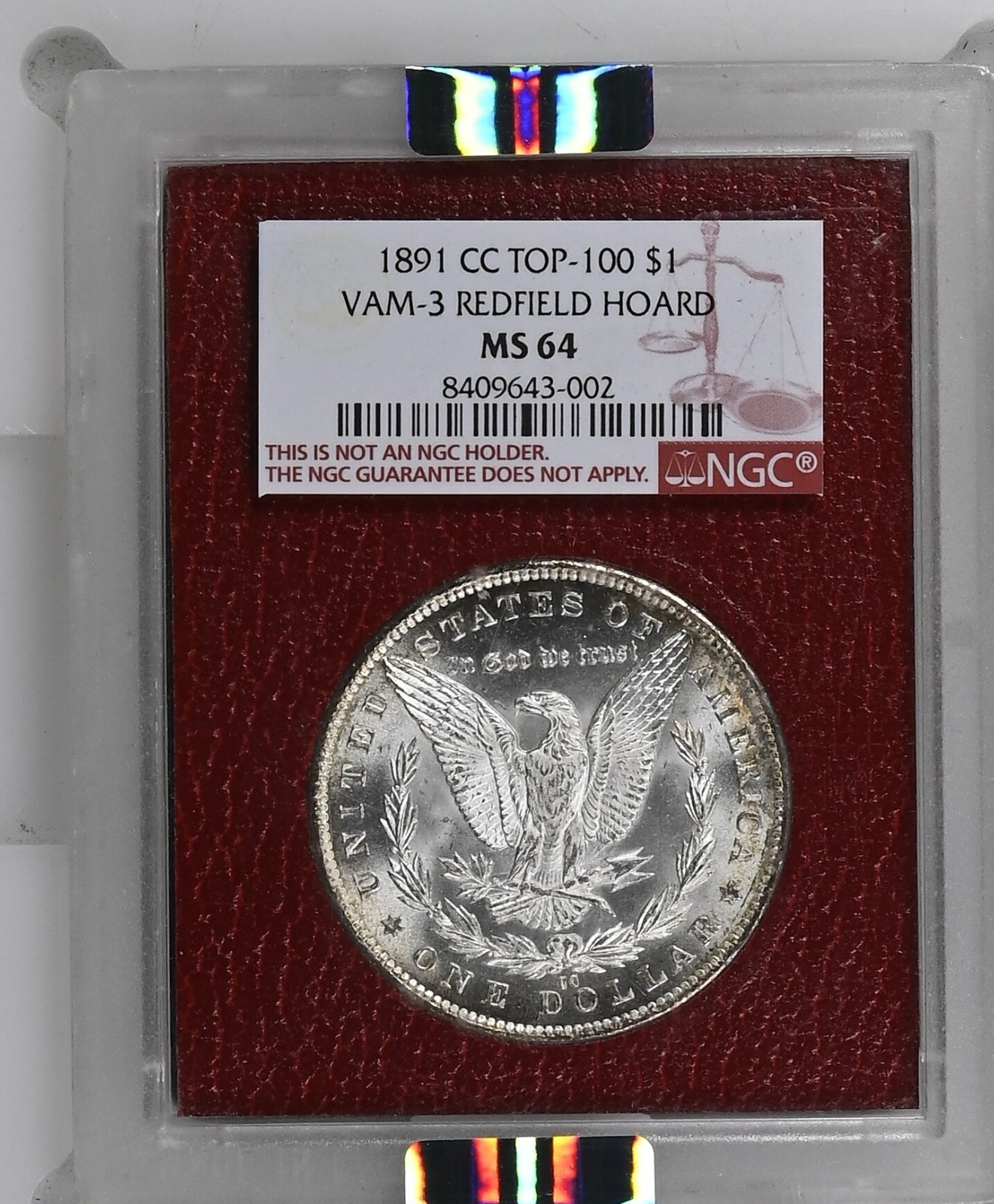 1891-CC $1 VAM 3, Spitting Eagle MS64 NGC