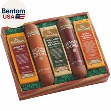 Cheese & Sausage 5-Pack – Original and Garlic Summer Sausages with Cheddar-Style