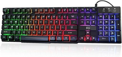 Teclado Mecanico Arco Iris LED Retroiluminado Grande USB Teclado Gamer Windows