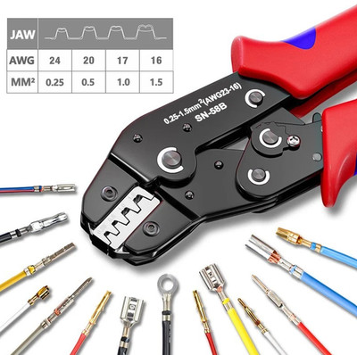 1pc SN-58B Non-Insulated Crimping Pliers AWG24 16 for Dupont JST Molex - NEW