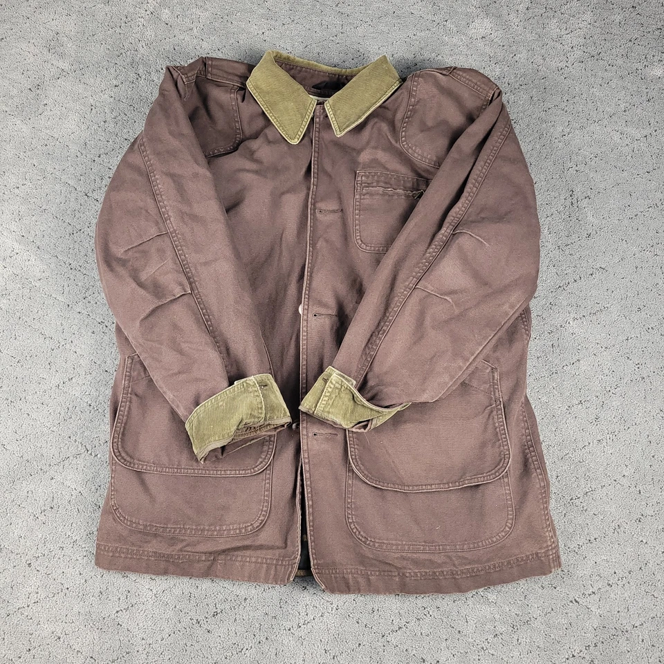 VTG LL Bean Jacket Mens M Brown Canvas Flannel Blanket Lined Chore Barn Workwear - Image 3 of 4