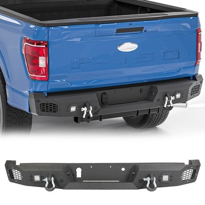 Rear Bumper For 2021 2022 2023 Ford F-150 F150 w/LED Pod Lights+D-Ring Shackles