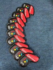 10Pcs TaylorMade Golf Iron Head Covers For 3-9ASP Leather Magnetic Black Red
