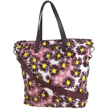 PRADA 2-Way Tote Bag B4696F Flower Print Nylon Leather Pink Multi #BS2499