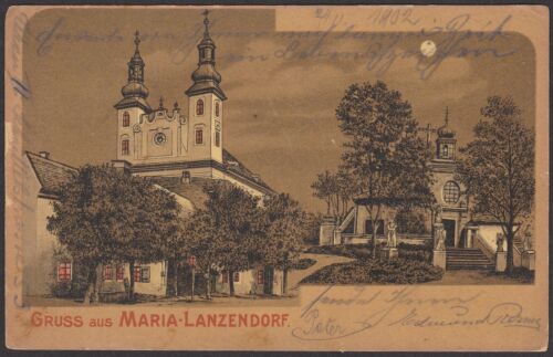 17119 Gruss aus Maria Lanzendorf Kirche 1902 Bruck an der Leitha - Foto 1 di 2