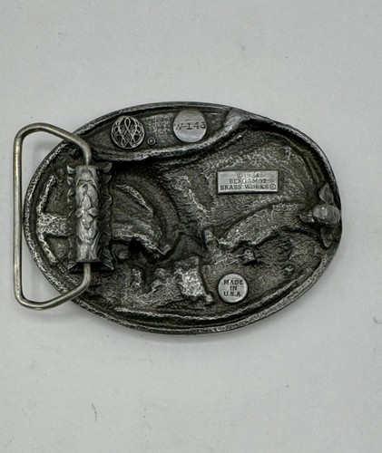 Vintage American Bald Eagle Patriotic Bergamot Brass Works Belt Buckle - Picture 2 of 2
