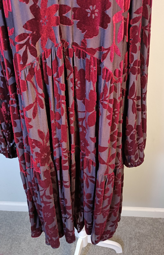 Taylor Floral Velvet Burnout Dress Red & Black Size 20W Whimsigoth Fairy Grunge - Picture 2 of 12