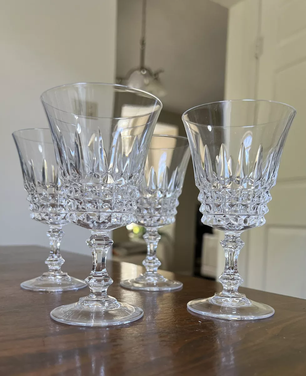 vintage French lead crystal wine glass goblets, Dalton Cristal d