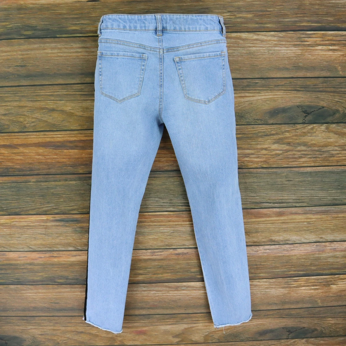 Light blue jeans with white stripe discount