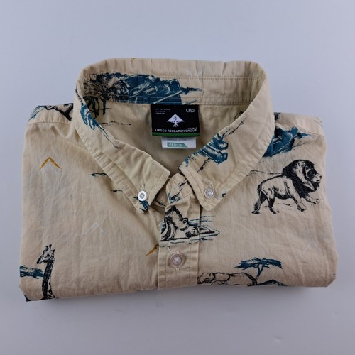 Lifted Research Group LRG Shirt Mens Medium Button Down SS Africa Safari Animals - Picture 19 of 19