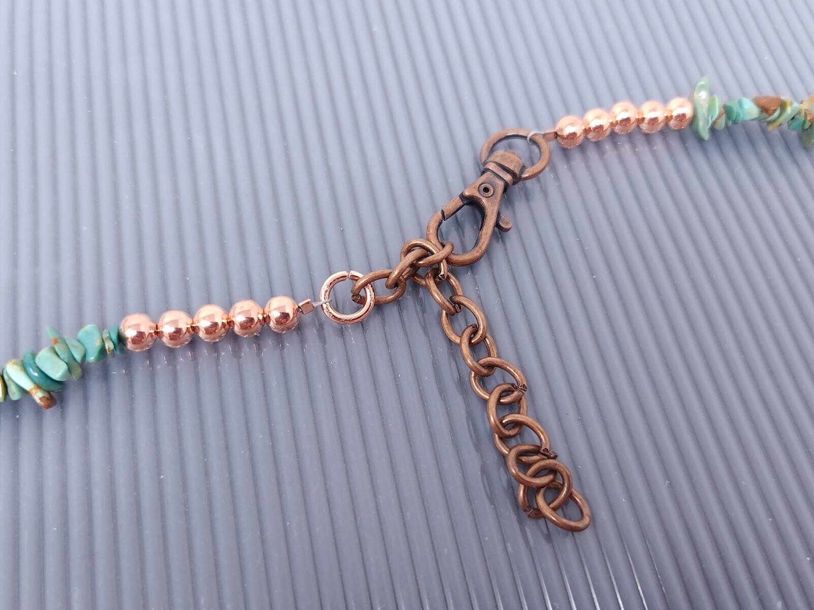 Vintage Western Solid Copper Chain Turquoise Pend… - image 2