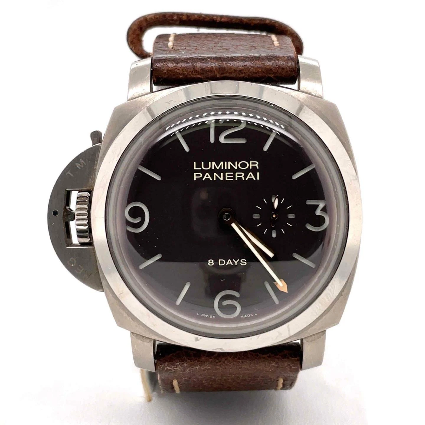 Panerai — Panerai Officine Luminor 1950 8 Days Titanium Brown Leather Strap Men's PAM00368