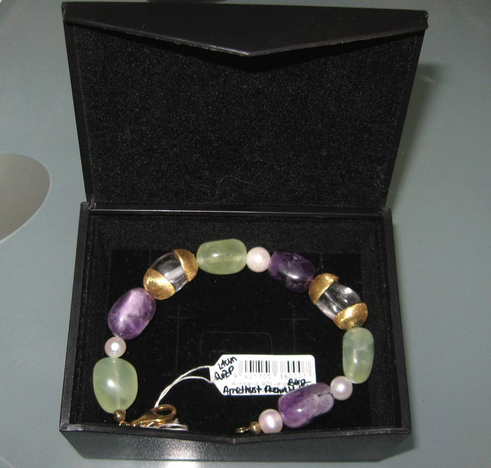 Sehr schönes Edelstein Armband mit Süßwasserzuchtperlen. Neu mit Etikett - Bild 3 von 4