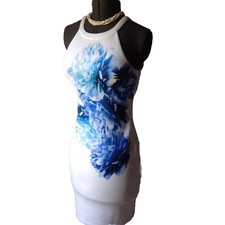 Guess Women's Dress Size 6 Sleeveless White and Blue Floral Dress New